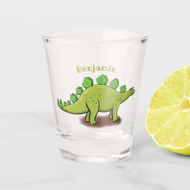 Verre A Shot Drôle stegosaurus dinosaure dessin animé (Devant)