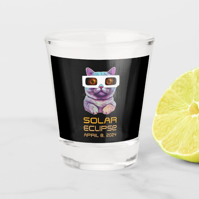 Verre A Shot Éclipse solaire avec chat (Devant)