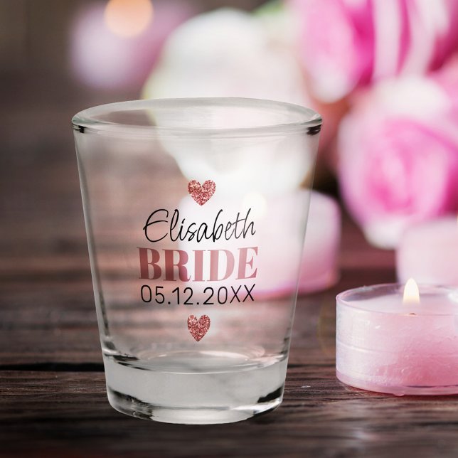 Verre A Shot Écriture Moderne Élégante Cœurs Pailletés Personna (Créateur téléchargé)