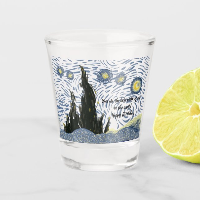 Verre A Shot Editable Starry Night Glass (Devant)