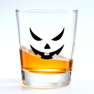 Verre A Shot Éffrayant noir Jack-o'-lantern visage Citrouille H