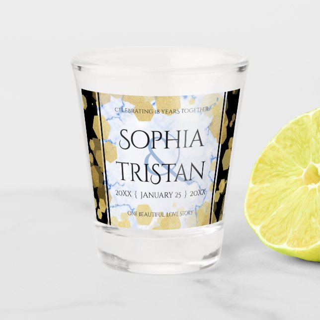 Verre A Shot Élégant 18ème anniversaire de Mariage de porcelain (Devant)