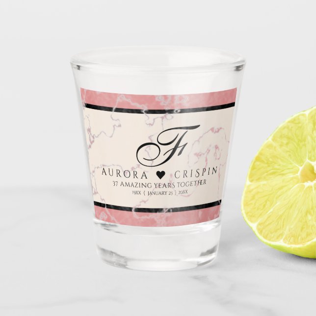 Verre A Shot Élégant 37e anniversaire du Mariage Alabaster (Devant)