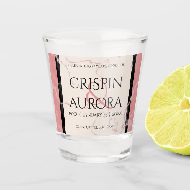 Verre A Shot Élégant 37e anniversaire du Mariage Alabaster (Devant)