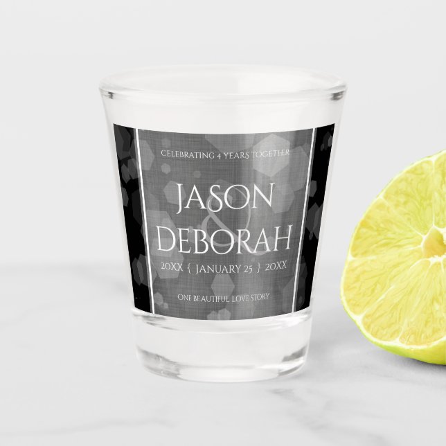 Verre A Shot Élégant 4ème anniversaire de Mariage de lin (Devant)