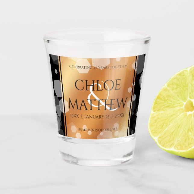 Verre A Shot Élégant 7e 22e 49e anniversaire de Mariage de cuiv (Devant)