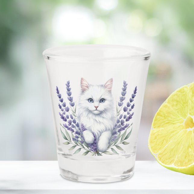 Verre A Shot Élégant Lavande et chat (Créateur téléchargé)