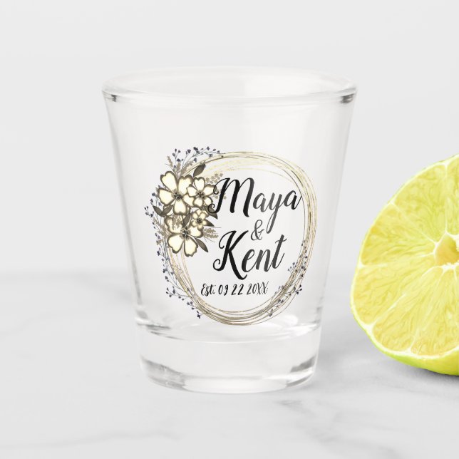 Verre A Shot Élégant Mariage de couronnes florales (Devant)