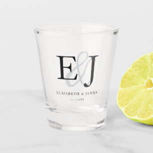 Verre A Shot Élégant Mariage de monogramme de couple d'esperlue