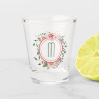 Élégant Monogramme de cadre vert rose