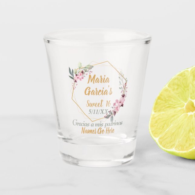 Verre A Shot Élégant or cerisier fleurs doux 16 Personnalisé (Devant)