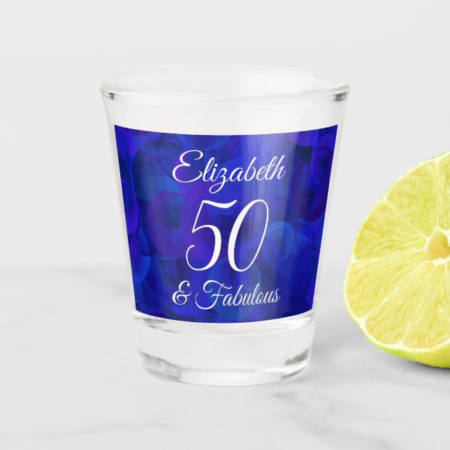 Verre A Shot Elégant Royal Blue 50 et fabuleuse fête d'annivers (Devant)