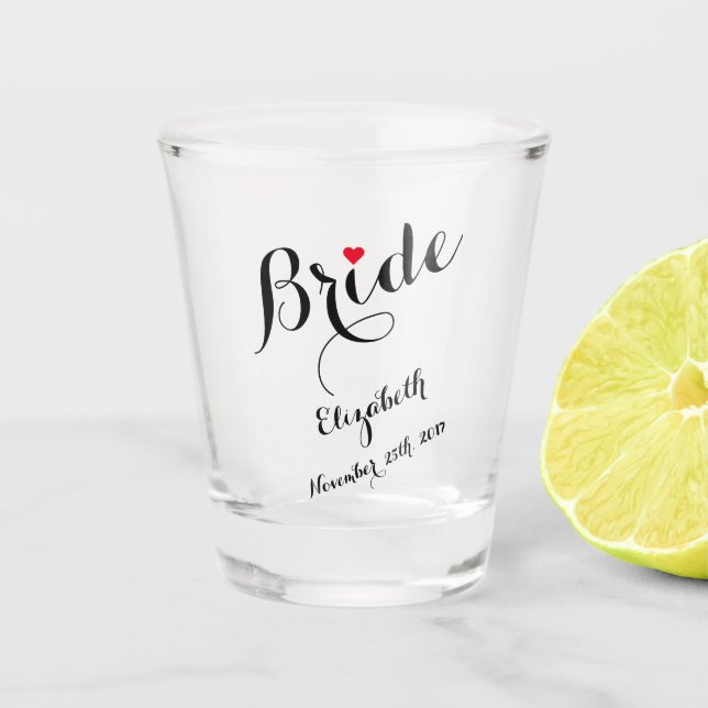 Verre A Shot Élégant Script Mariée Bachelorette Mariage de mari (Devant)