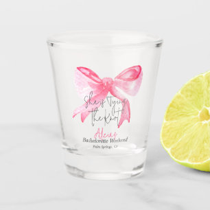 Verre A Shot Élégant Tying Knot Pink Bow Bachelorette Party