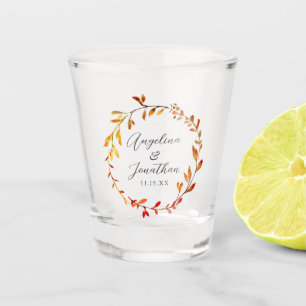 Verre A Shot Elégante aquarelle Feuilles Automne Mariage Person
