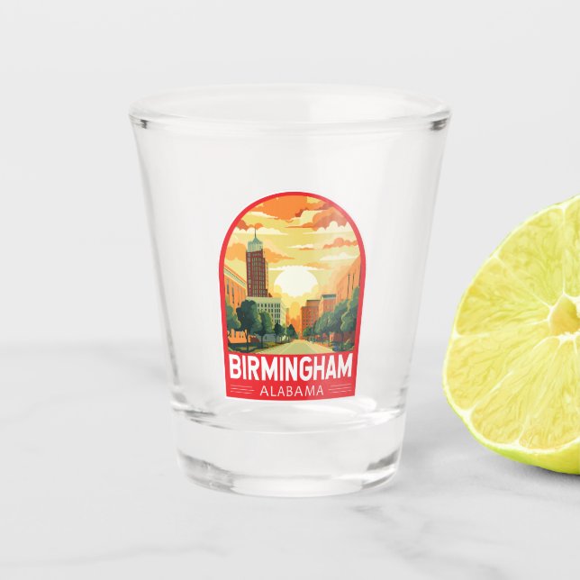 Verre A Shot Emblème d'art de voyage de Birmingham Alabama (Devant)