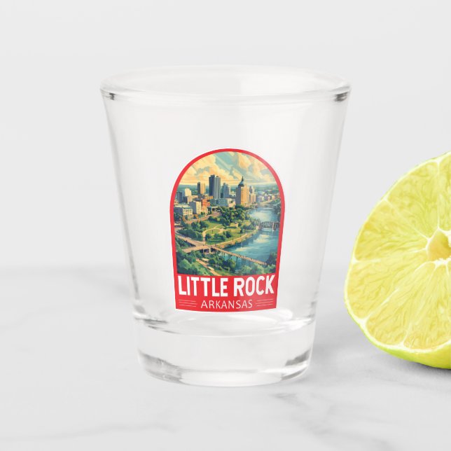 Verre A Shot Emblème d'art de voyage de Little Rock Arkansas (Devant)