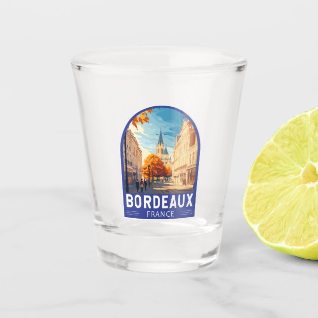 Verre A Shot Emblème d'Art Voyage de Bordeaux France (Devant)