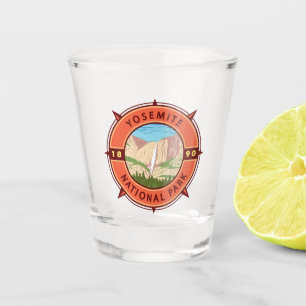 Verre A Shot Emblème de compass rétro du parc national Yosemite
