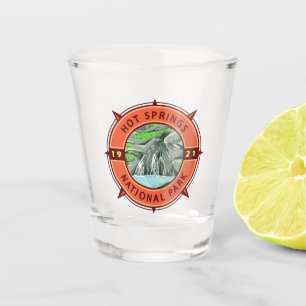 Verre A Shot Emblème de la boussole rétro du parc national Hot