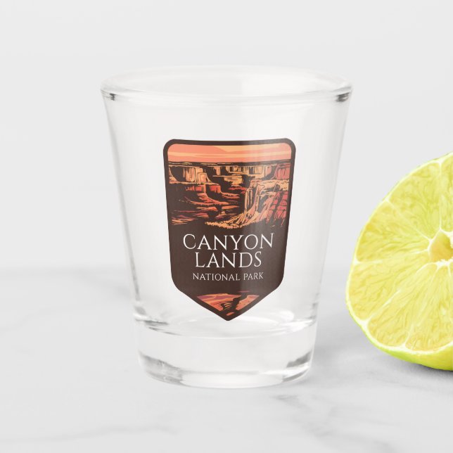 Verre A Shot Emblème du coucher du soleil dans le parc national (Devant)