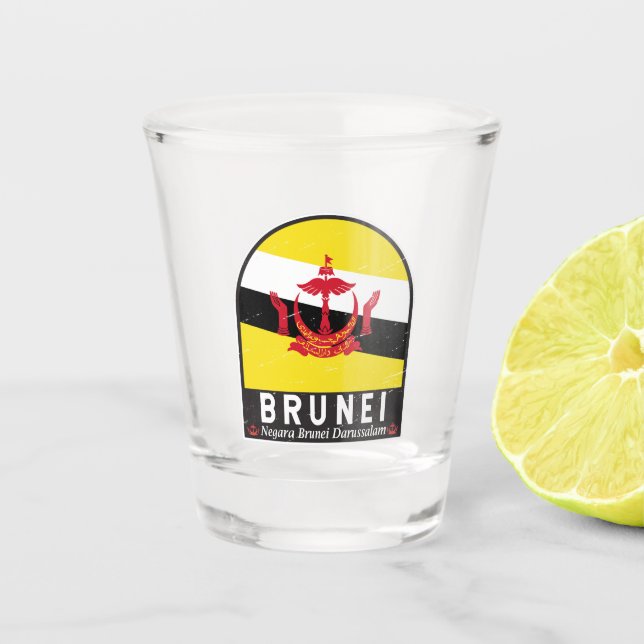 Verre A Shot Emblème du drapeau de Brunei Vintage (Devant)