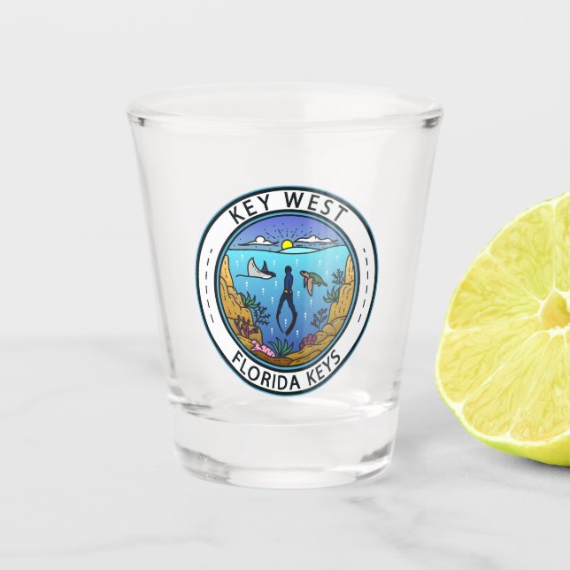 Verre A Shot Emblème rétro Key West Florida (Devant)