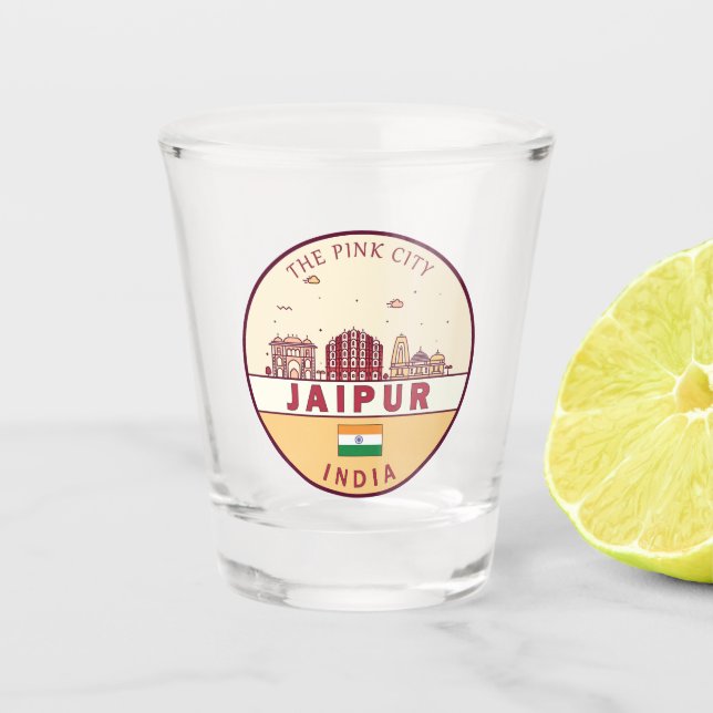 Verre A Shot Emblème Skyline de Jaipur India City (Devant)