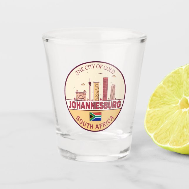 Verre A Shot Emblème Skyline de Johannesburg Afrique du Sud (Devant)