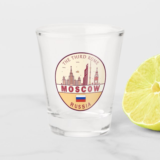 Verre A Shot Emblème Skyline de Moscou Russie (Devant)