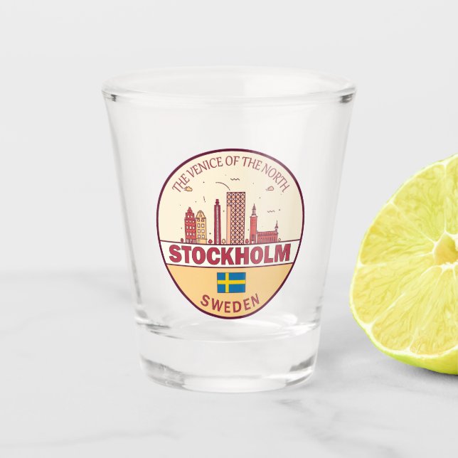 Verre A Shot Emblème Skyline de Stockholm Suède (Devant)