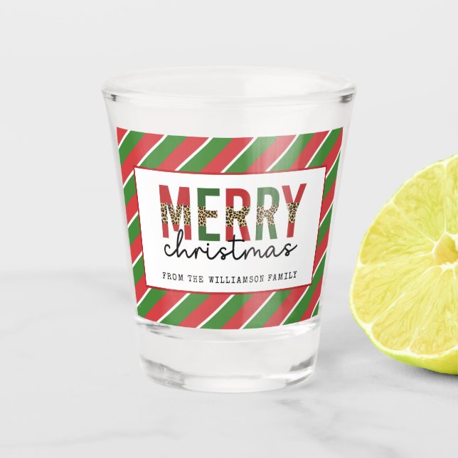 Verre A Shot Empreinte de léopard de Noël moderne Red Green Str (Devant)