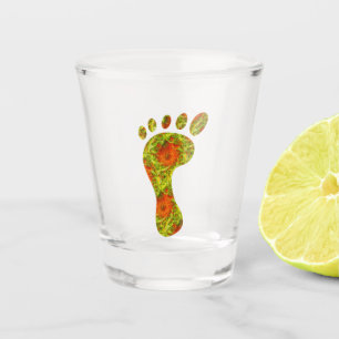 Verre A Shot Empreinte de pas nue en feuille de palmier verte