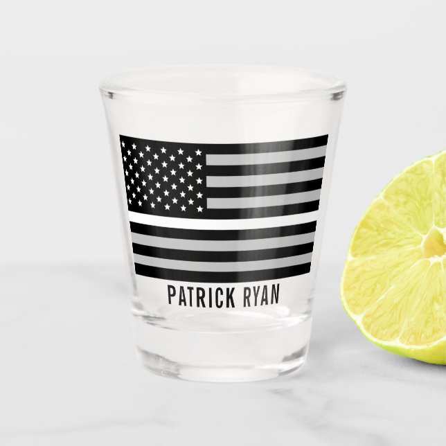 Verre A Shot EMS Thin White Line American Flag Ajouter un nom (Devant)