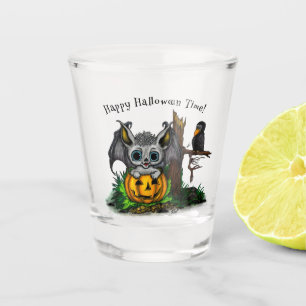 Verre A Shot En attente d'Halloween, Bat mignonne et Corbeau