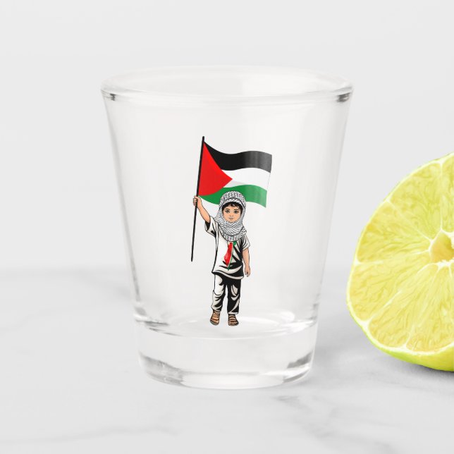 Verre A Shot Enfant avec Keffiyeh Palestine Drapeau et olivier (Devant)