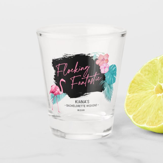 Verre A Shot Enterrement de vie de jeune fille Flamant Rose Imp (Devant)