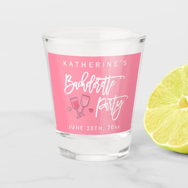 Verre A Shot Enterrement de Vie de Jeune Fille Rose et Blanc (Devant)