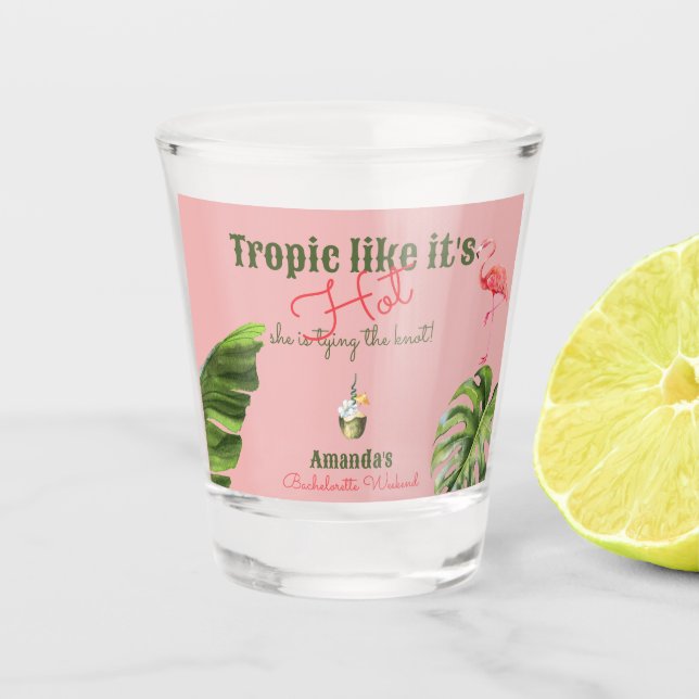 Verre A Shot Enterrement de vie de jeune fille Rose Tropical Ch (Devant)