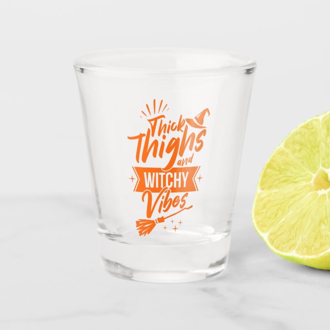 Verre A Shot Épais Cuirs Et Vibes De Cuisine Drôle Halloween (Devant)