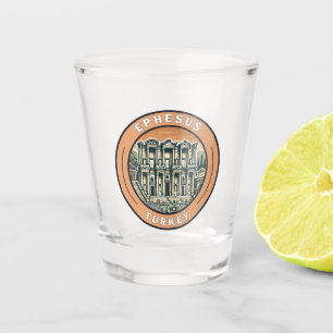 Verre A Shot Ephesus Turquie Illustration Voyage Insigne d'art