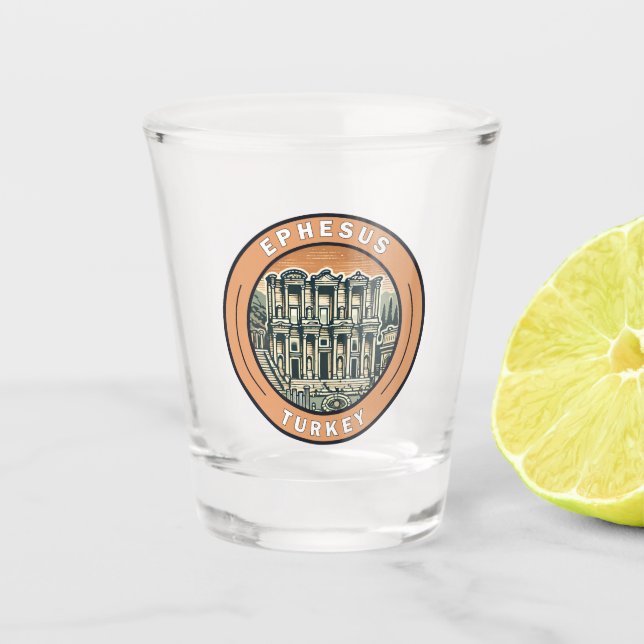 Verre A Shot Ephesus Turquie Illustration Voyage Insigne d'art (Devant)