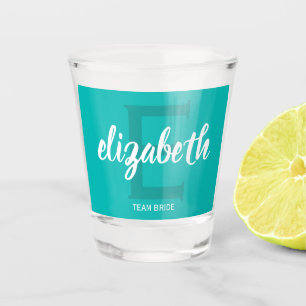 Verre A Shot Équipe Turquoise Mariée Personnalisée