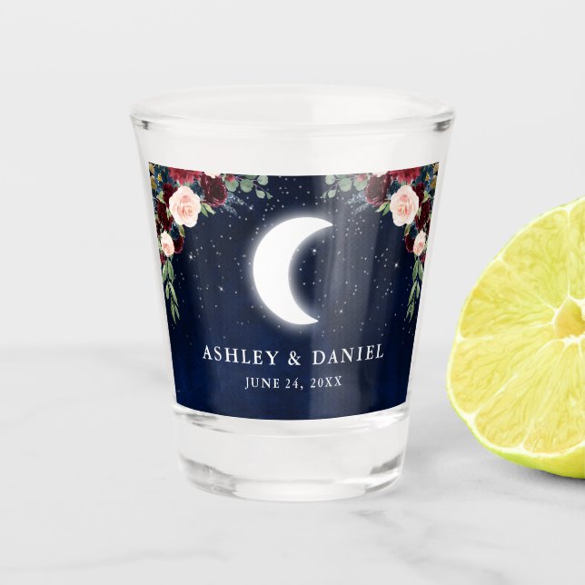 Verre A Shot Étoiles célestes de lune Mariage floral (Devant)
