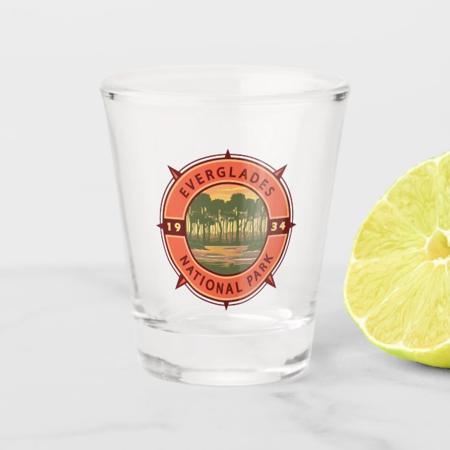Verre A Shot Everglades Parc National Sunset Retro Compass (Devant)