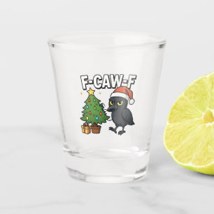Verre A Shot F-caw-f Noël Corbeau Sapin Xmas Arbre Meme 