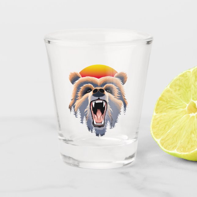 Verre A Shot Face d'ours grizzli (Devant)