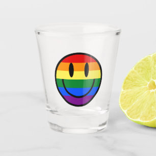 Verre A Shot Face souriante arc-en-ciel