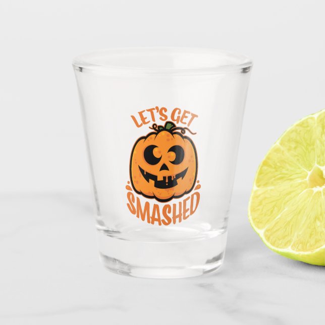 Verre A Shot Faisons tomber Tipsy Halloween Jack-O’-Lantern (Devant)