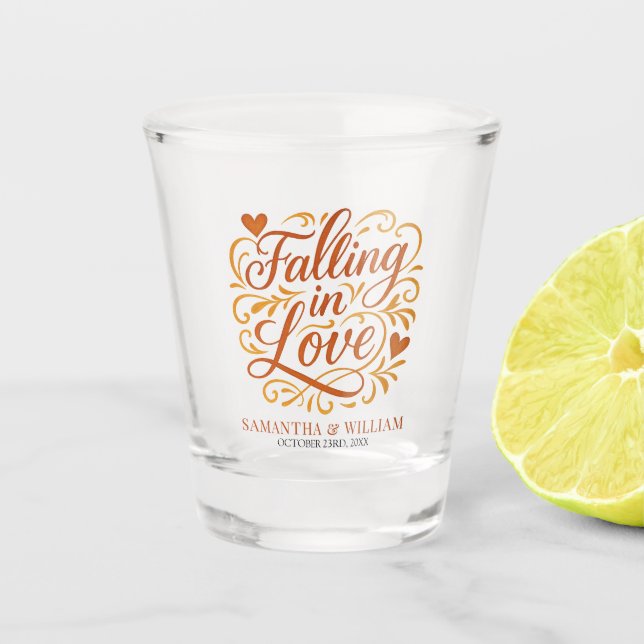 Verre A Shot Falling in Love Modern Autumn Wedding  (Devant)